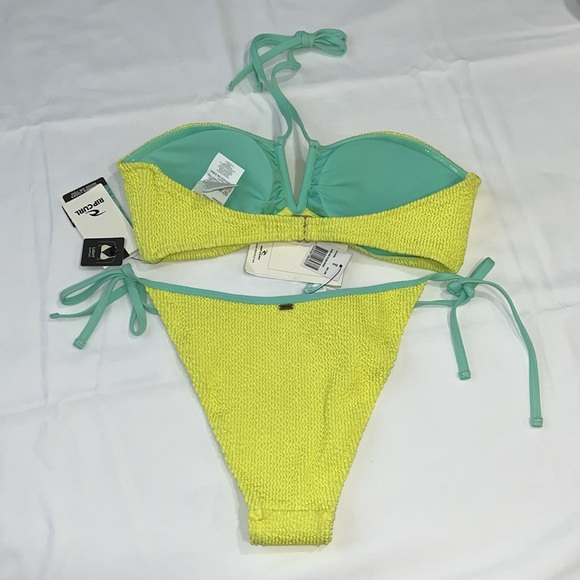 Rip Curl Sunny Side Bandeau Bikini Top & Tie Side Cheeky Coverage Bottom, SMALL - Picture 3 of 15